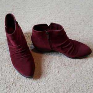 Maroon suede ankle boots